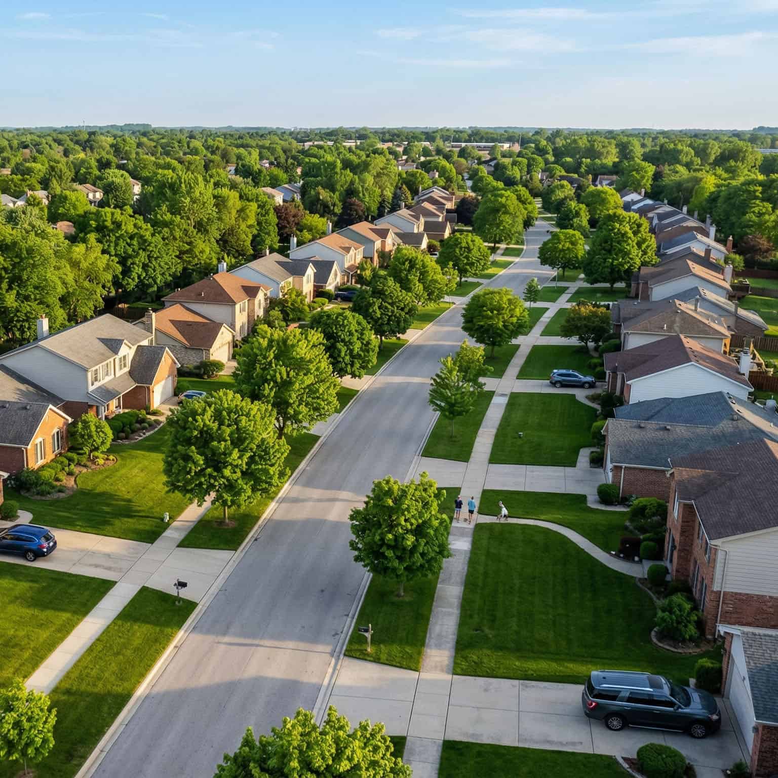 house cleaning services chicago suburbs residential neighborhood aerial view