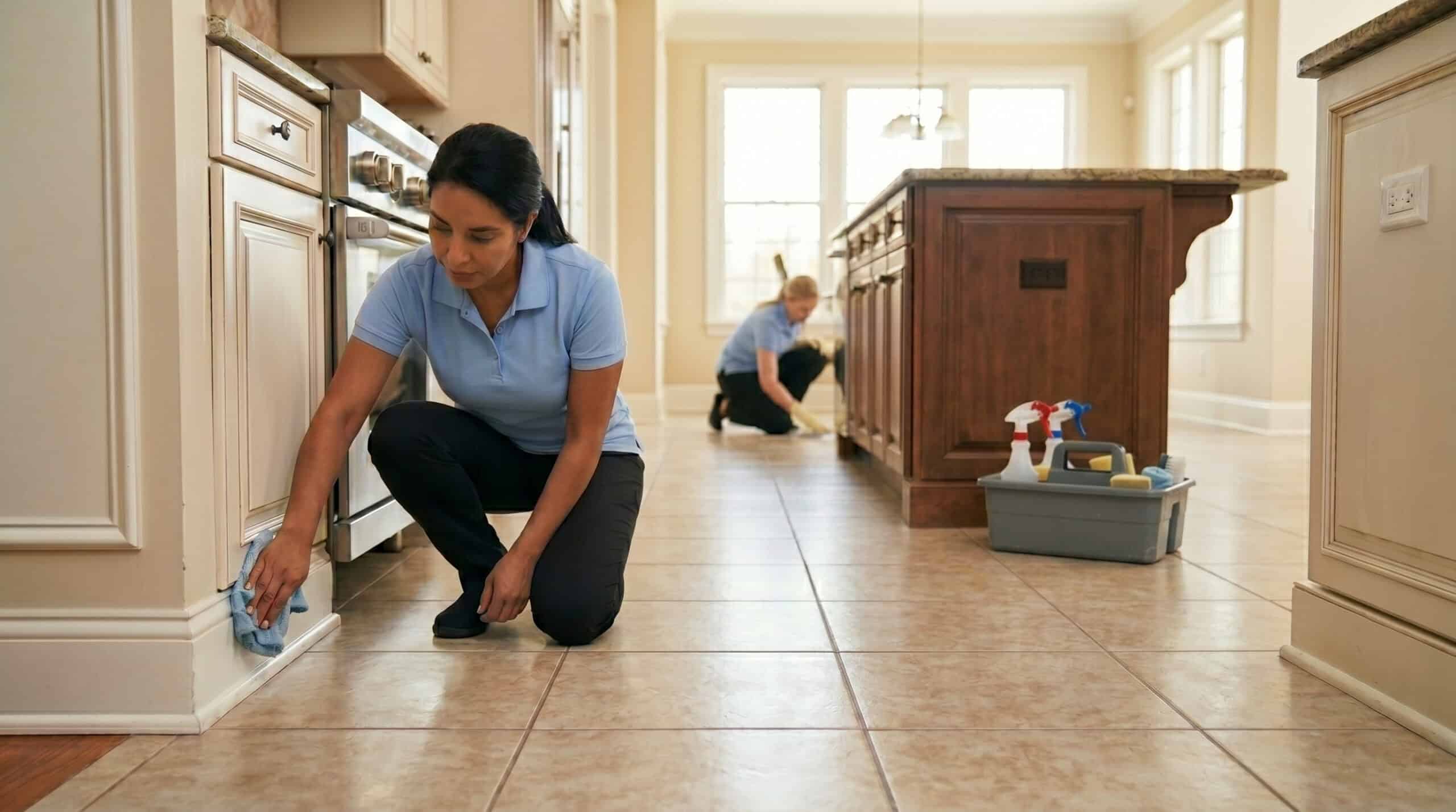 Professional deep cleaning of kitchen floors in Chicago by Best Maids.