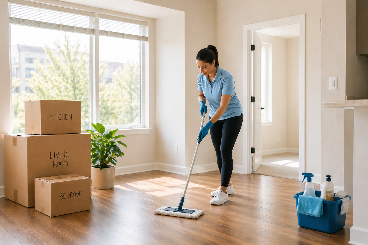 Professional move out cleaning service in Chicago preparing an empty home for its next occupant.
