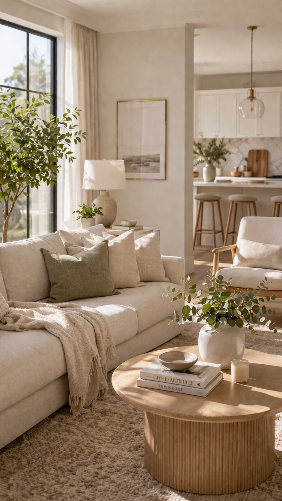 Bright premium living room interior after a professional one-time house cleaning service in Chicago with clean organized modern home styling