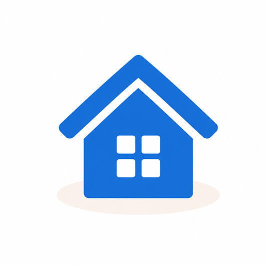 Blue home icon representing family-owned house cleaning service since 1999