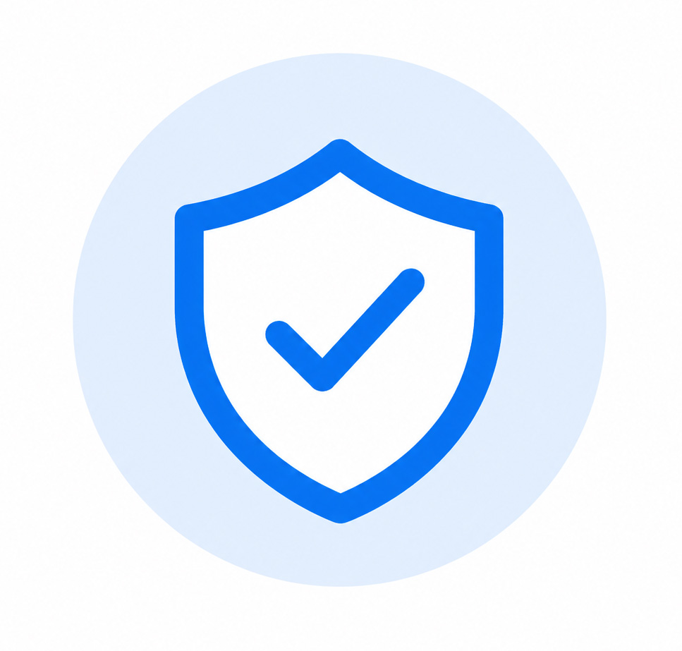 Blue shield checkmark icon representing insured and bonded Best Maids cleaning service