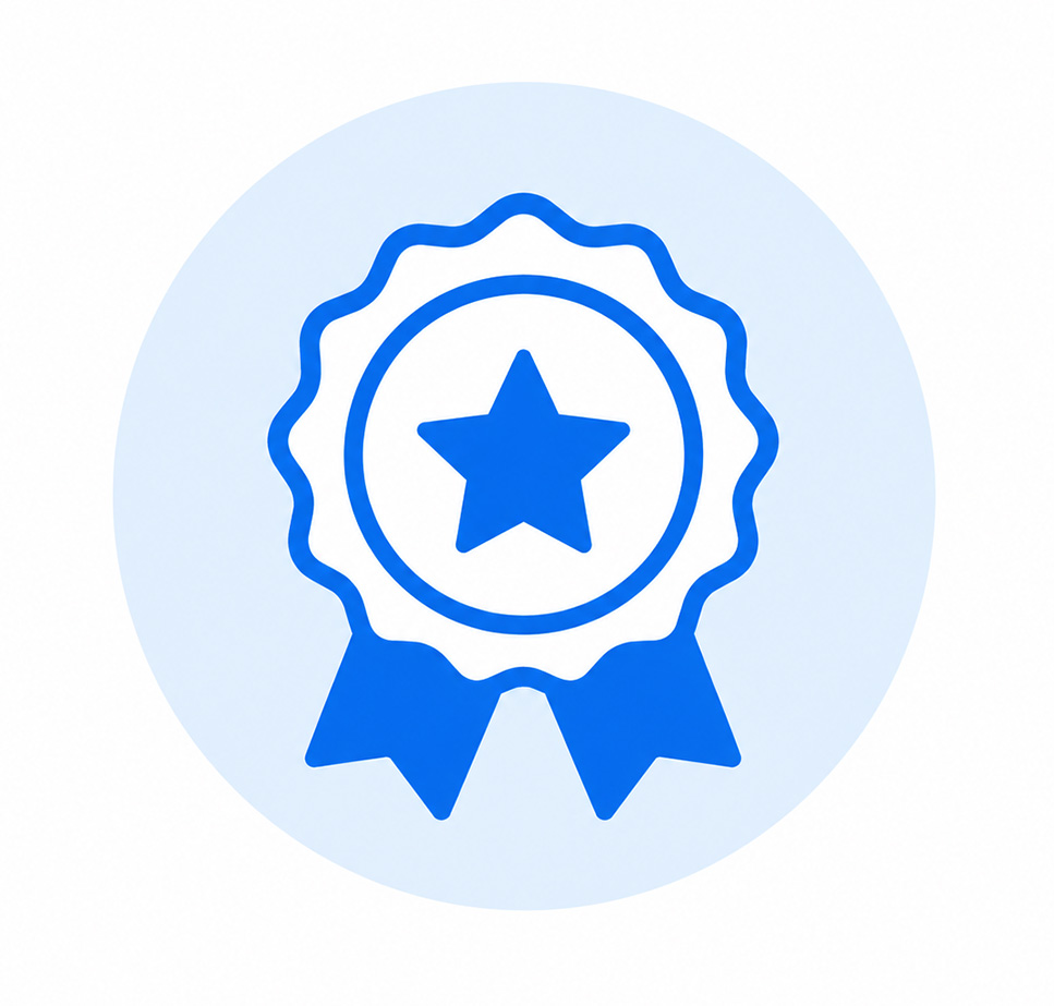 Blue award ribbon icon representing the Best Maids satisfaction guarantee